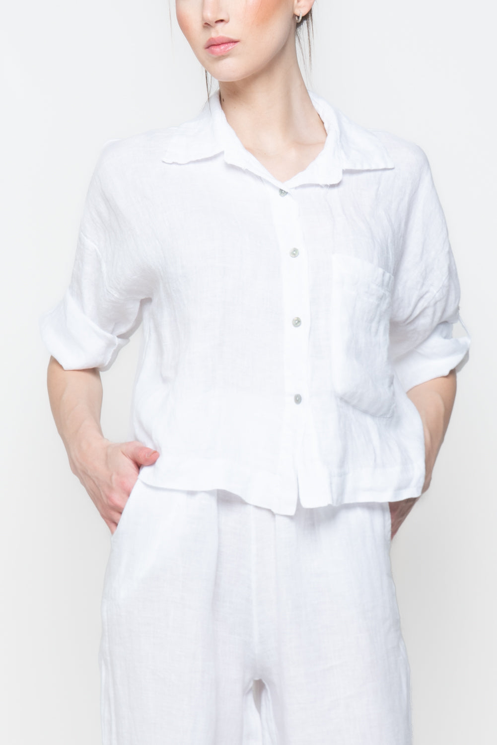 Camicia a scatola 100% lino