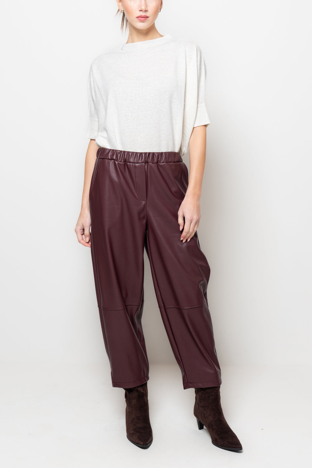 Pantalone baggy in similpelle