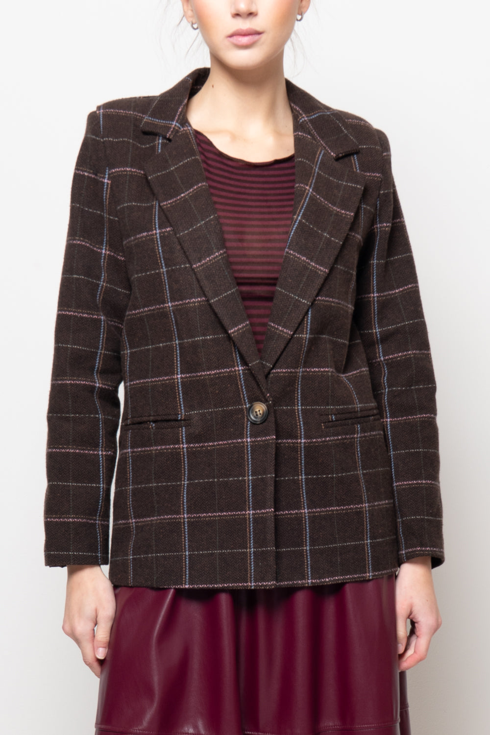 Giacca tartan monopetto