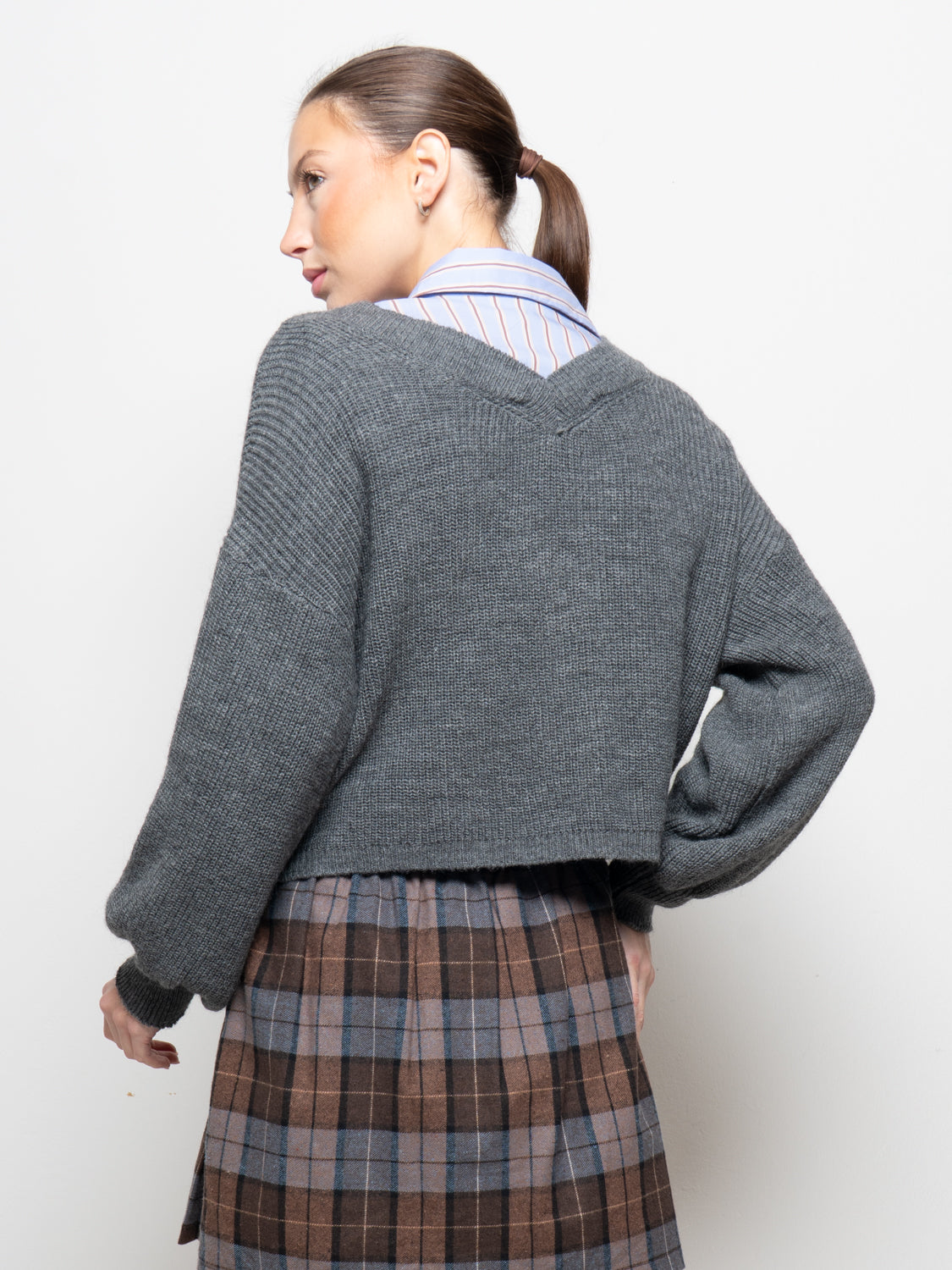 cardigan crop doppio V