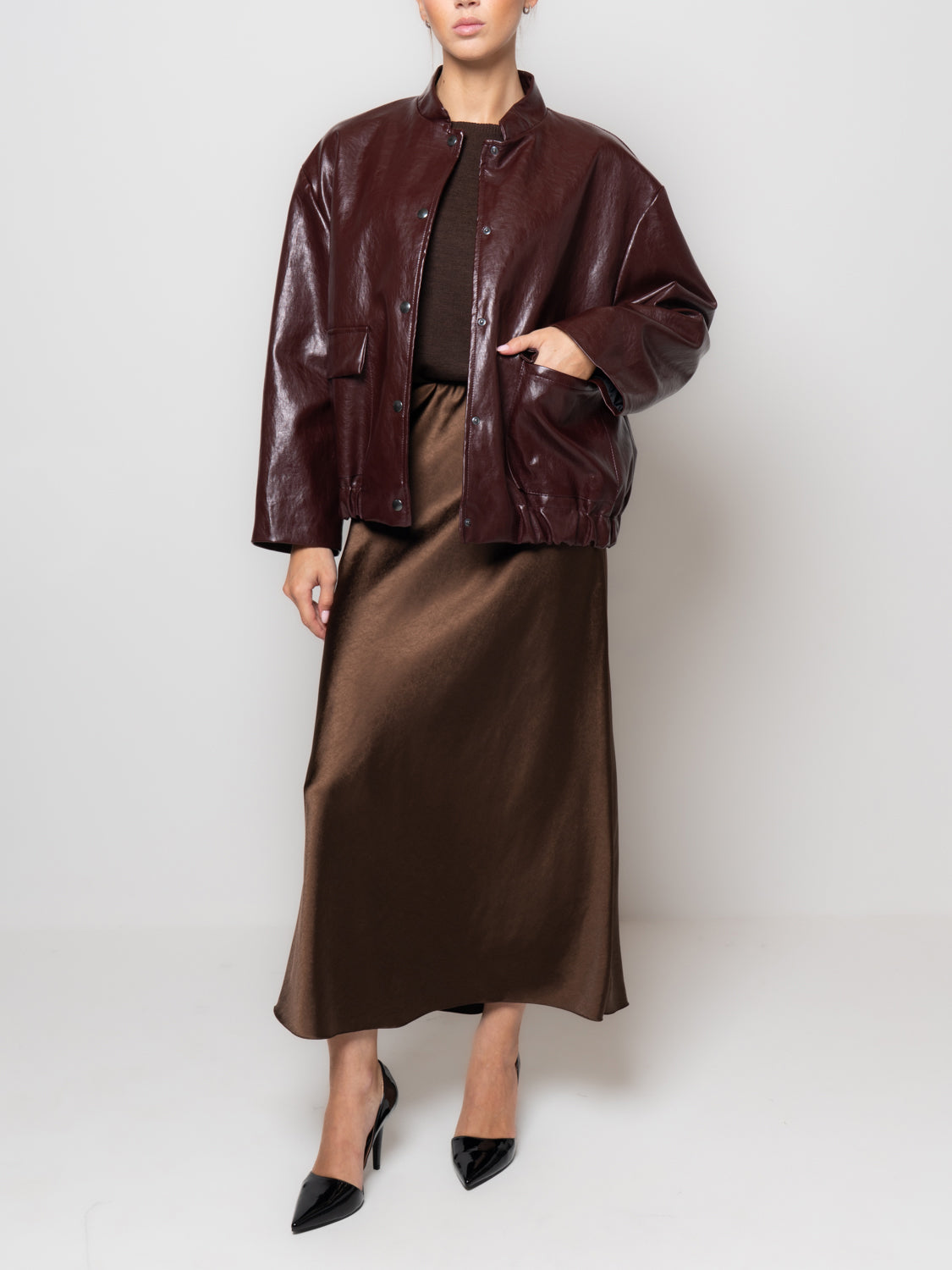 Bomber ecopelle lucida