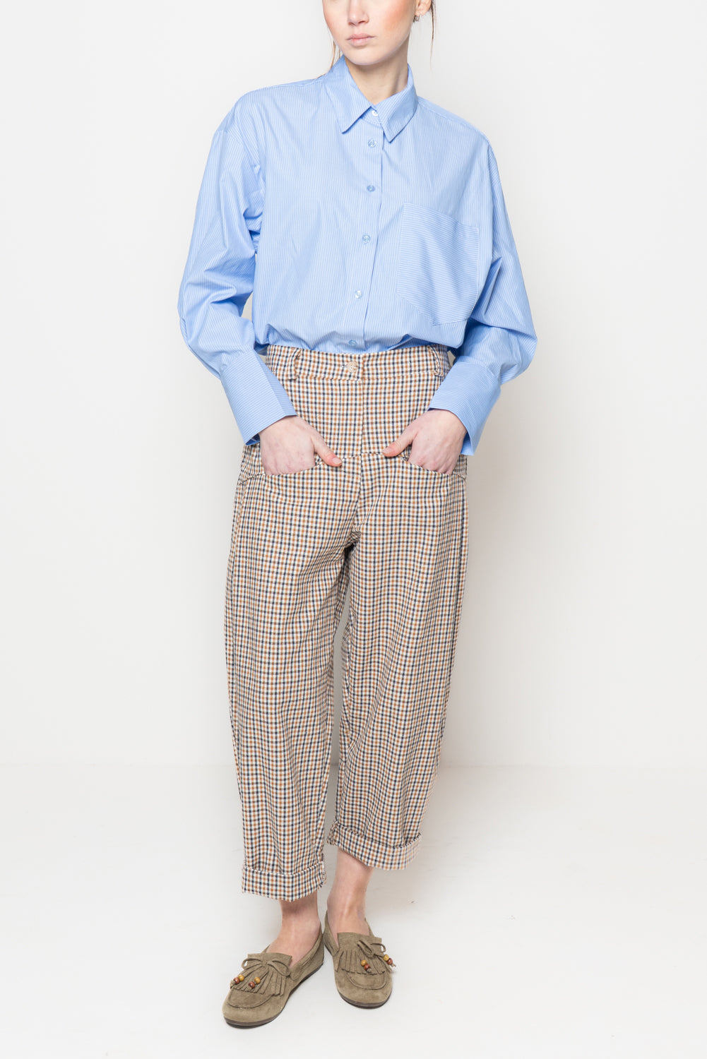 Pantaloni baggy a quadretti