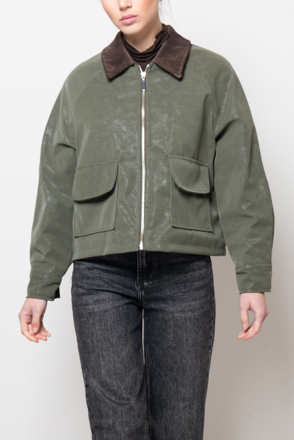 Bomber in ecopelle trapuntato