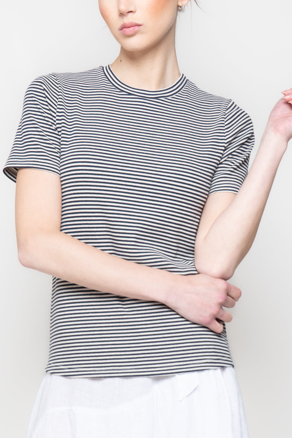 T-shirt Micro-Righe a Costine