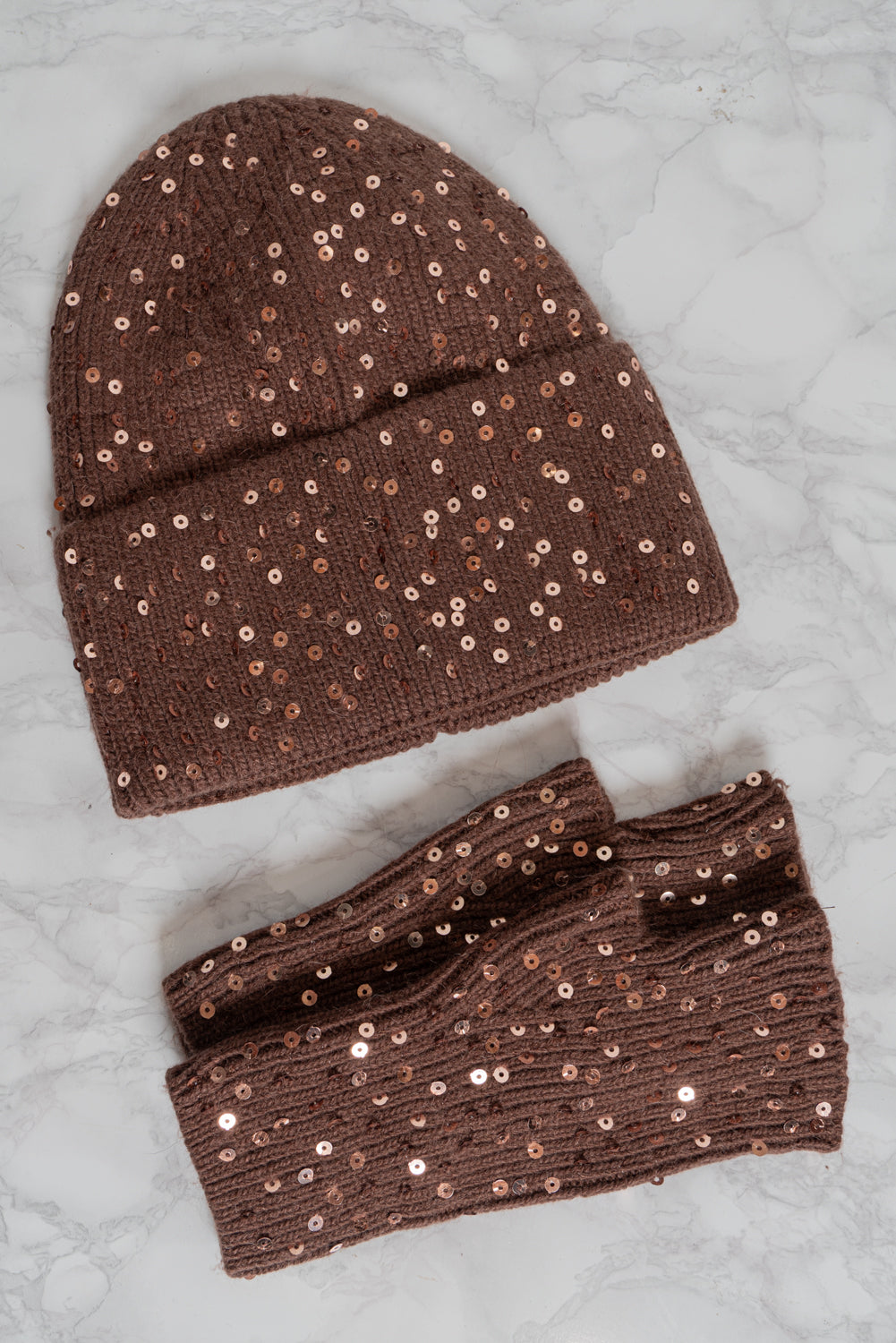 Cappello+guanti con paillettes