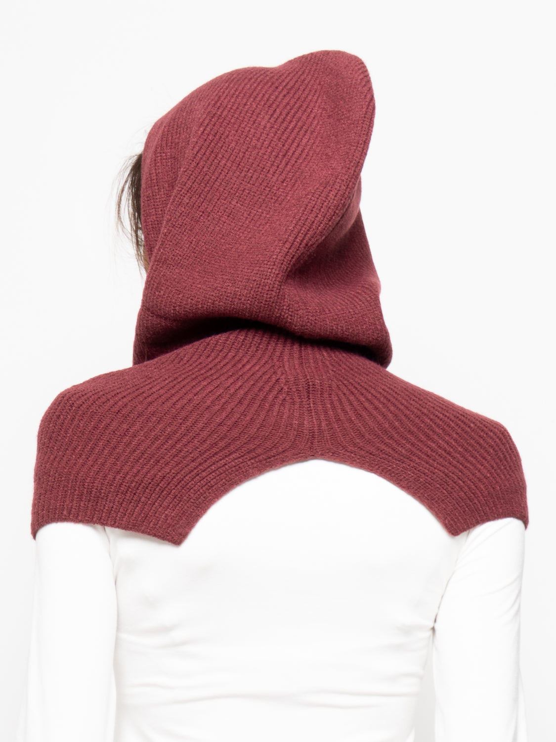 Cappuccio scaldacollo in maglia con coulisse