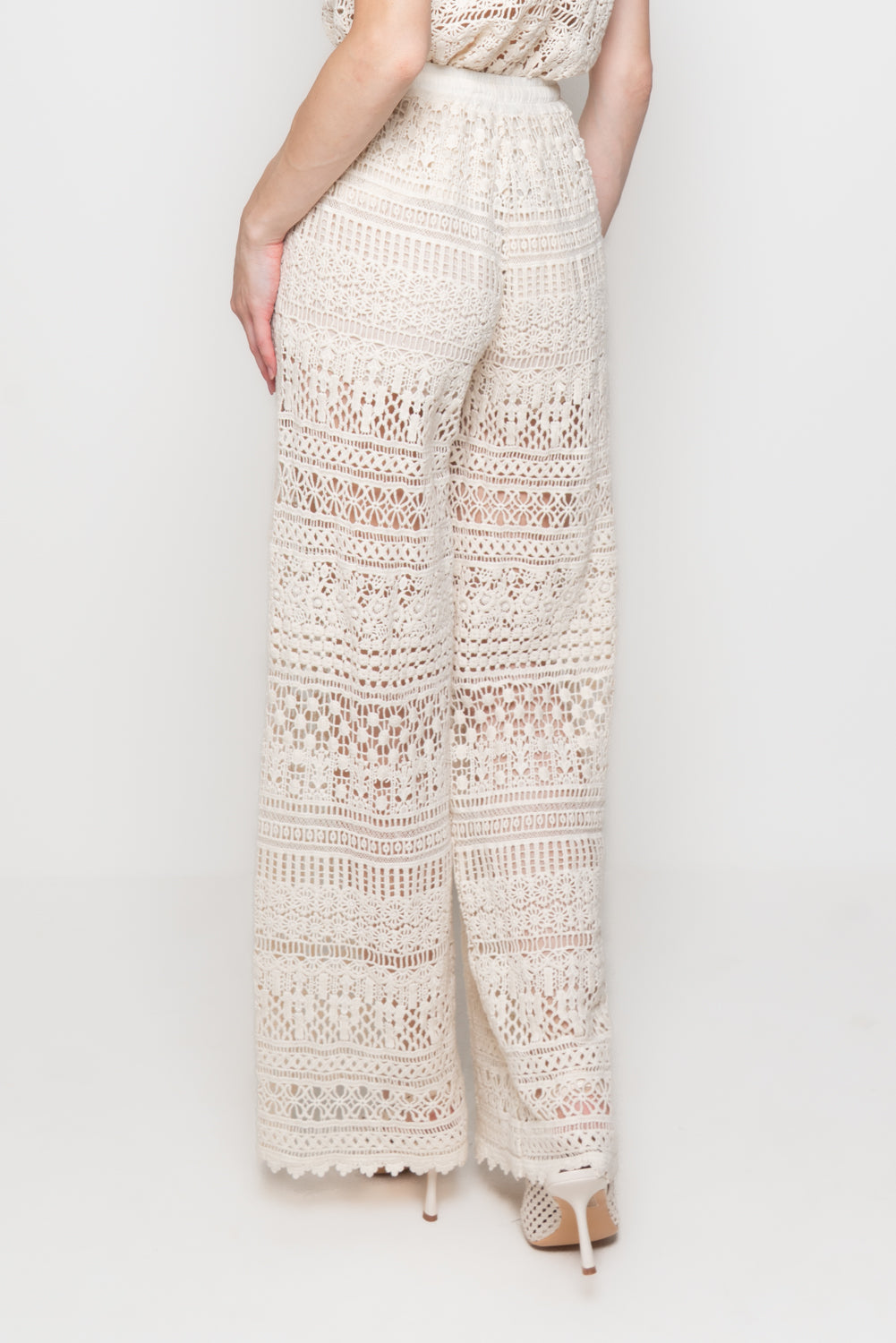 Pantalone wide in Pizzo Macramè