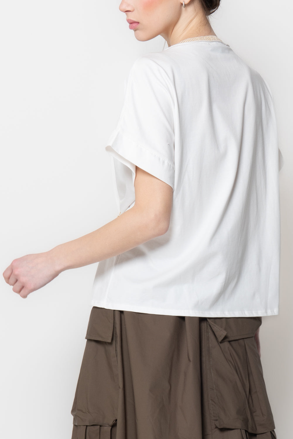T-shirt con profilo in Lurex e alamaro