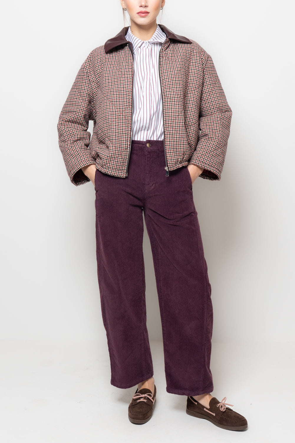 Pantaloni barrel in velluto