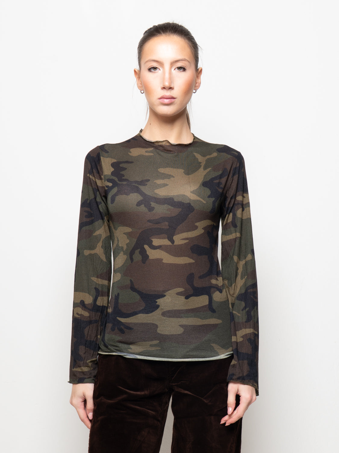 Maglia misto cashmere stampa camouflage