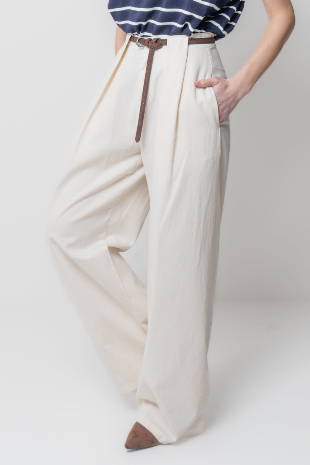 Pantalone Wide Leg con Cinturina
