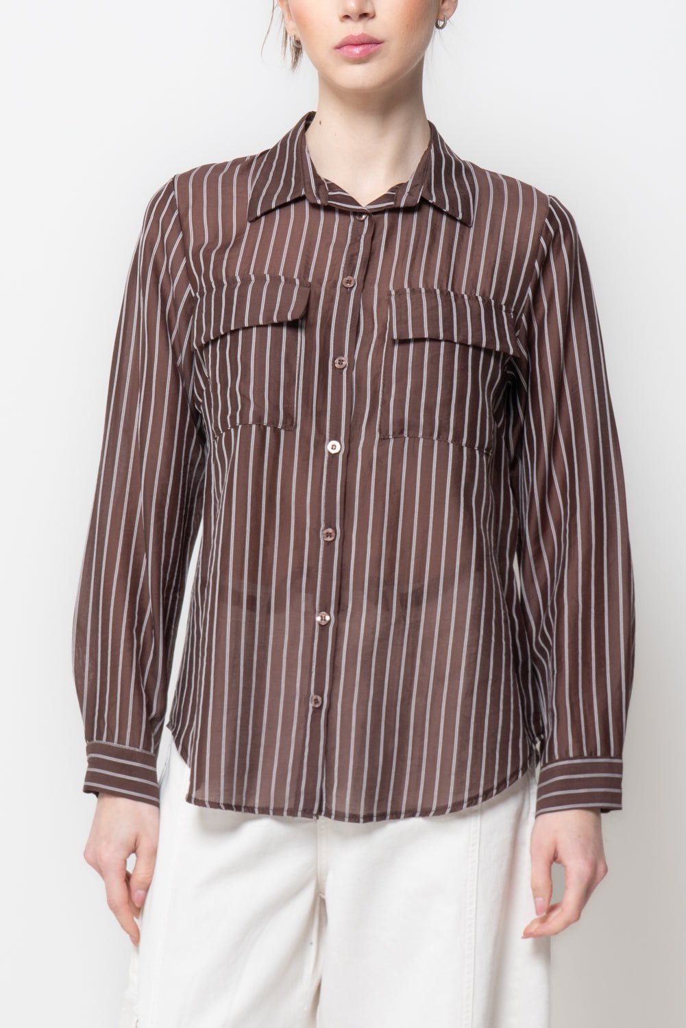 Camicia a Righe con Tasche