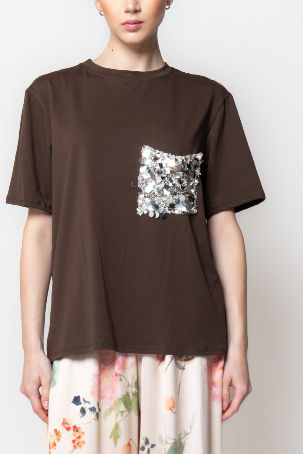 T-shirt con Tasca Paillettes