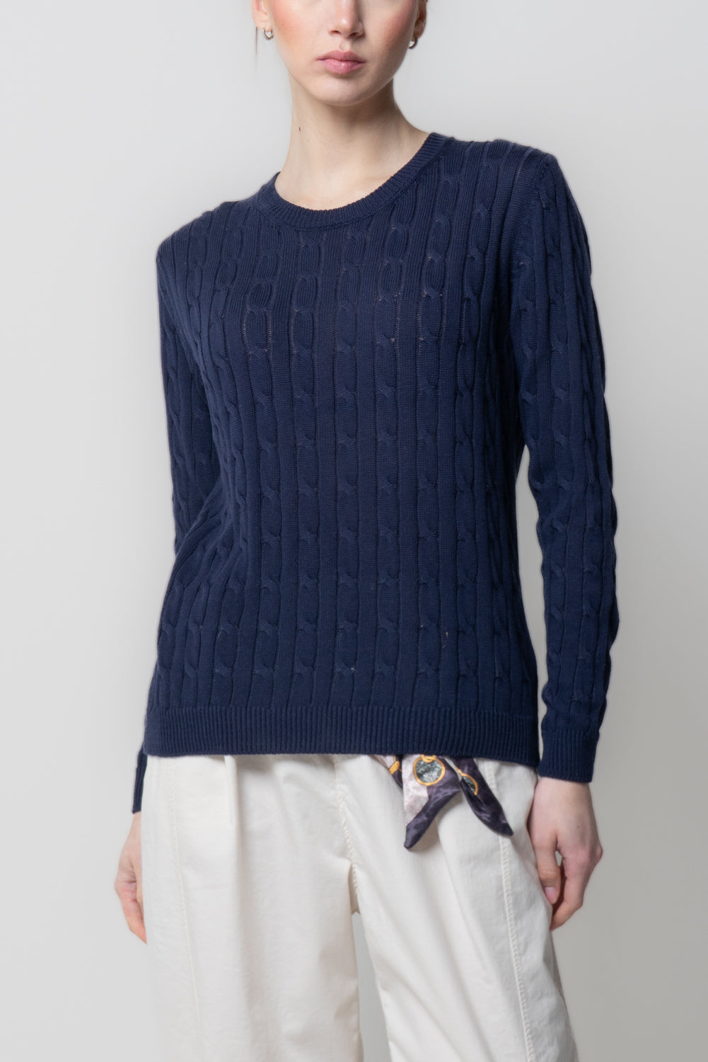 Maglia a Trecce in Cotone Leggero