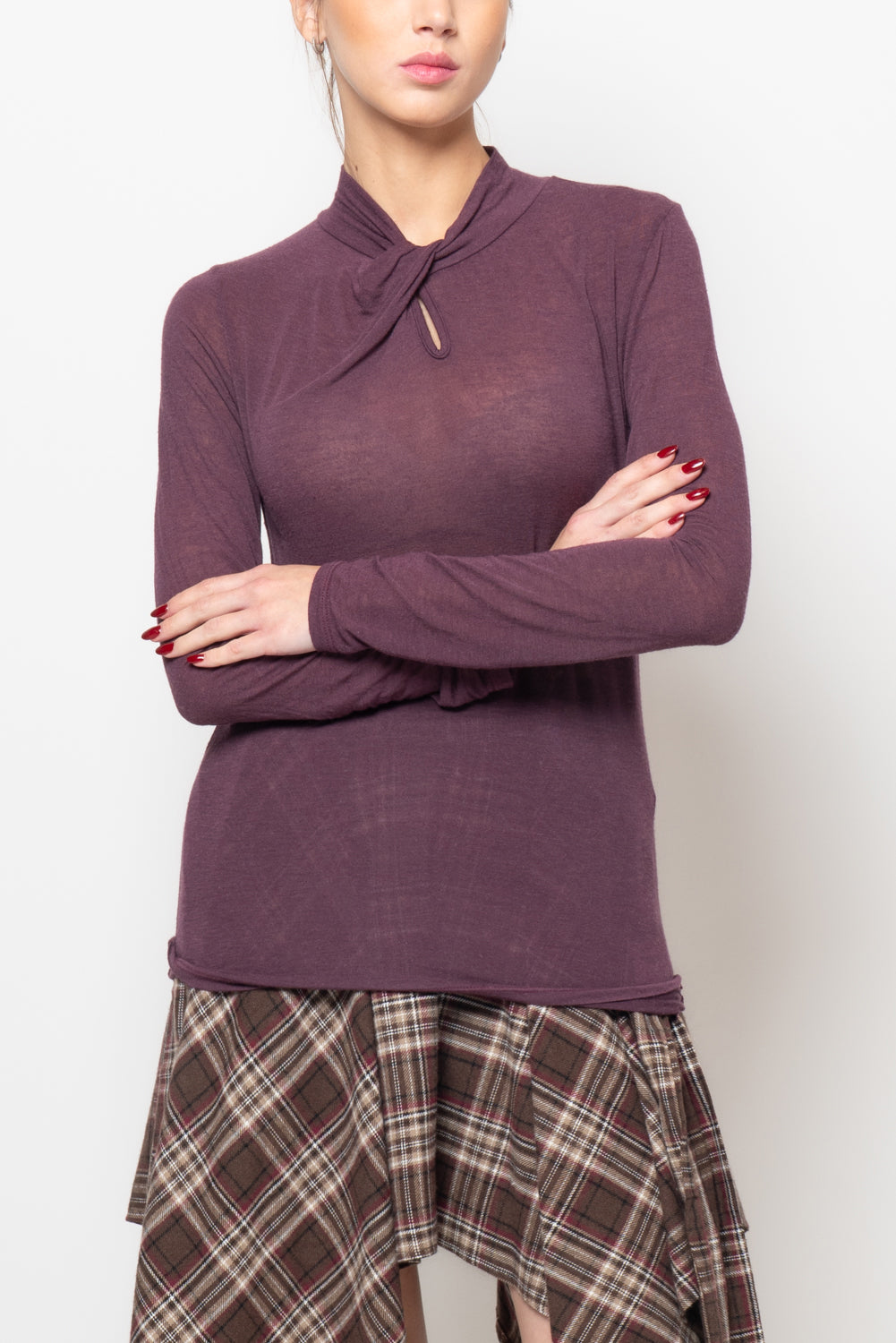 Maglia basic rappresa al collo