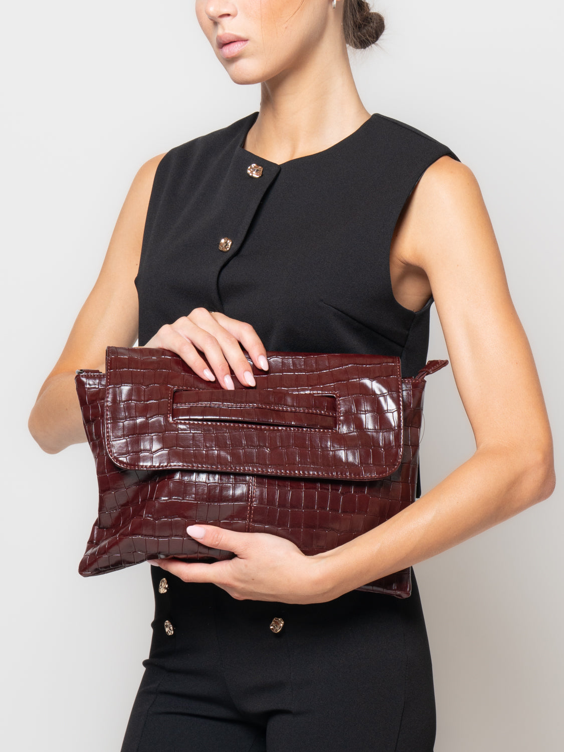 Pochette effetto coccodrillo  in similpelle