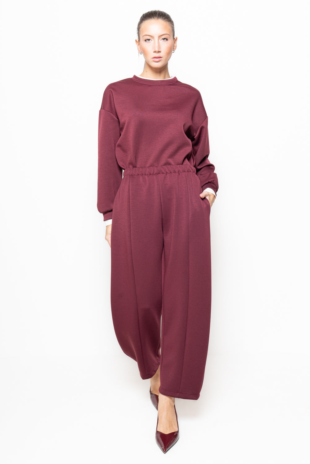 Pantalone barrel in ecopelle