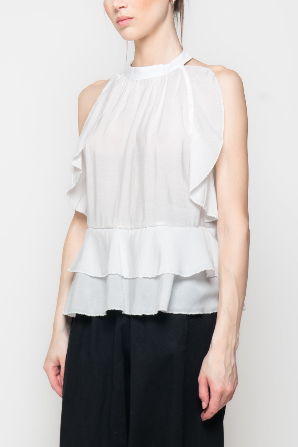 Top Halter con Balze Sovrapposte