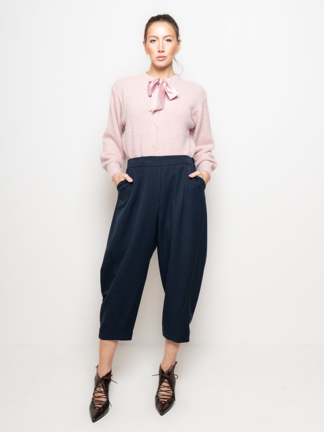 Pantalone baggy vita alta