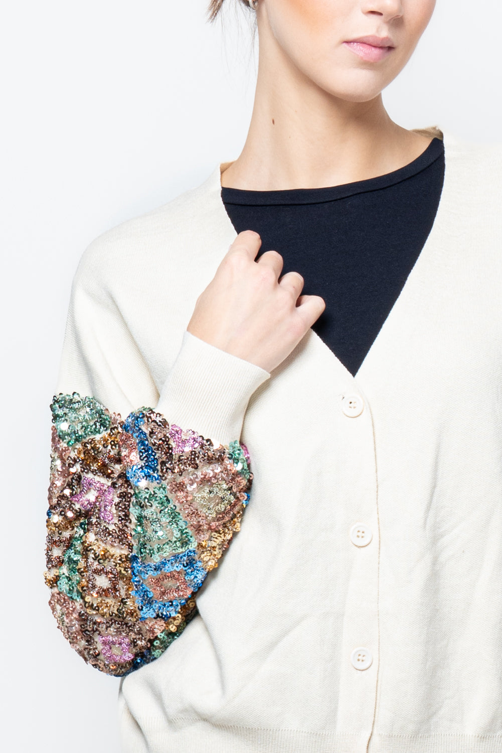 Cardigan manica paillettes