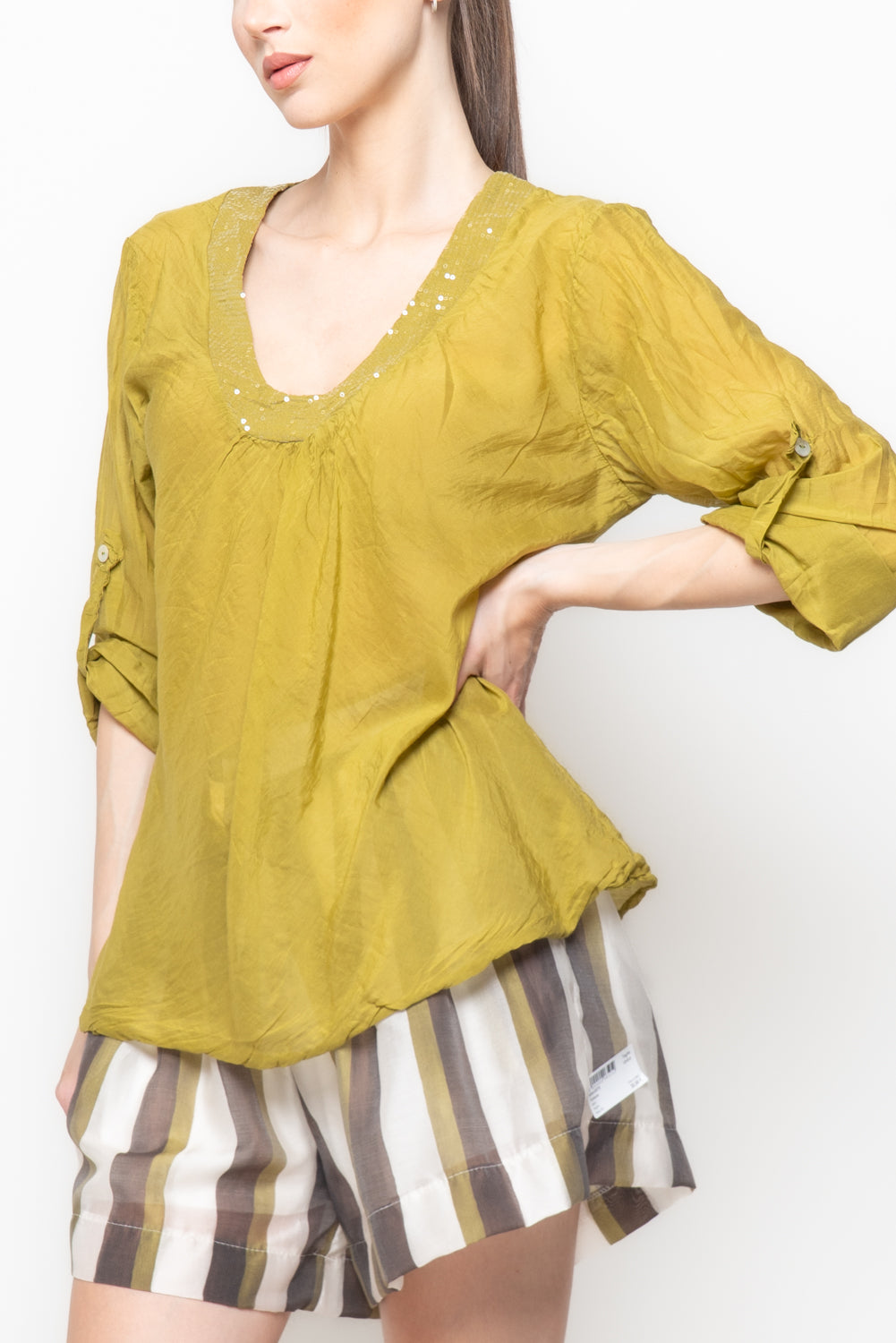 Blusa con Scollo a V e Paillettes