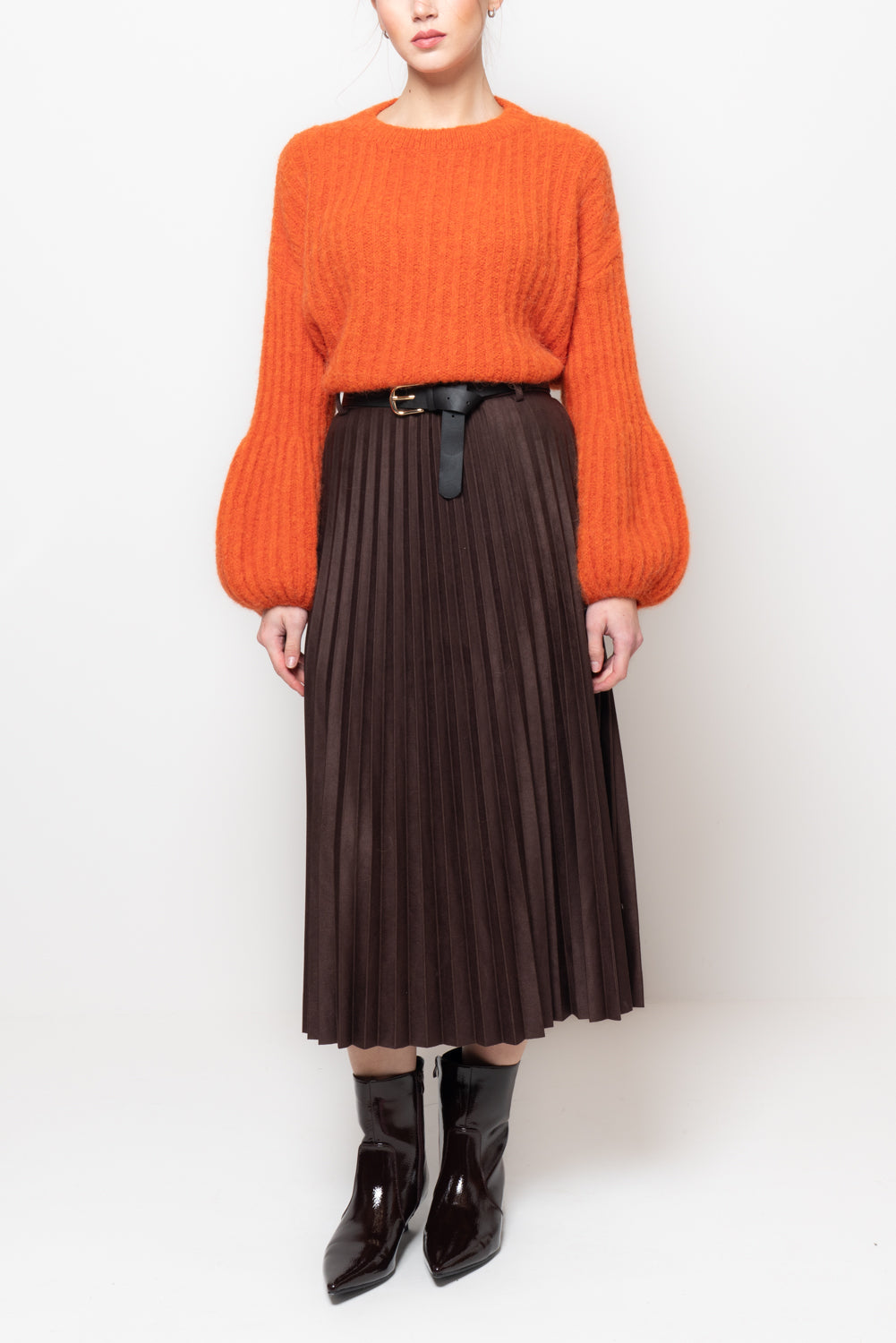 Gonna plissè in suede