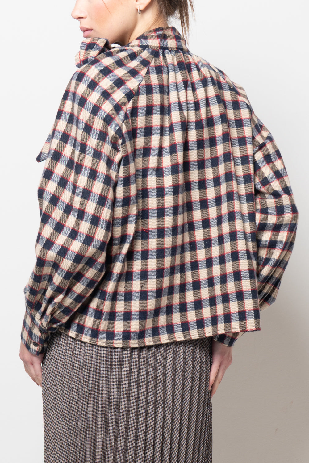 Camicia a quadri con fiocco