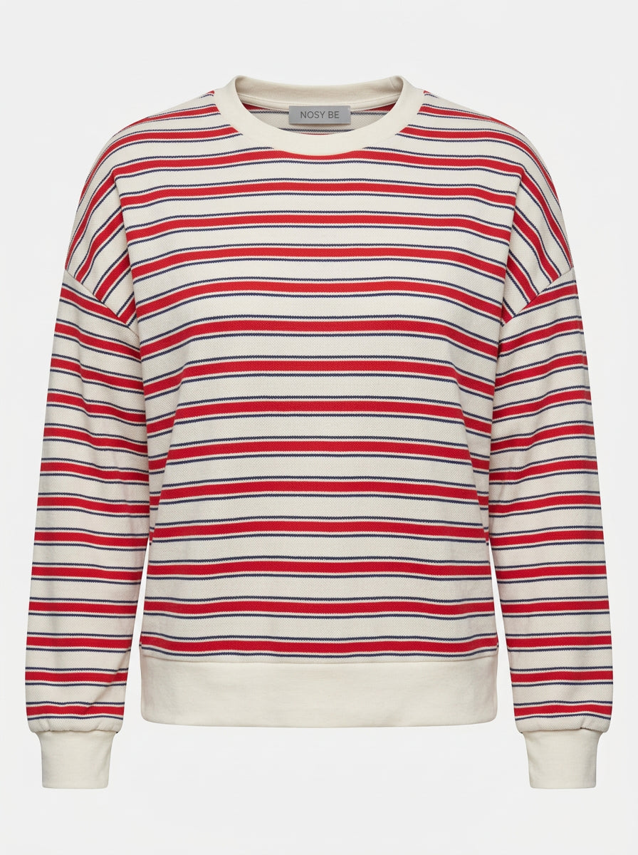 Felpa Girocollo Rigata con Texture