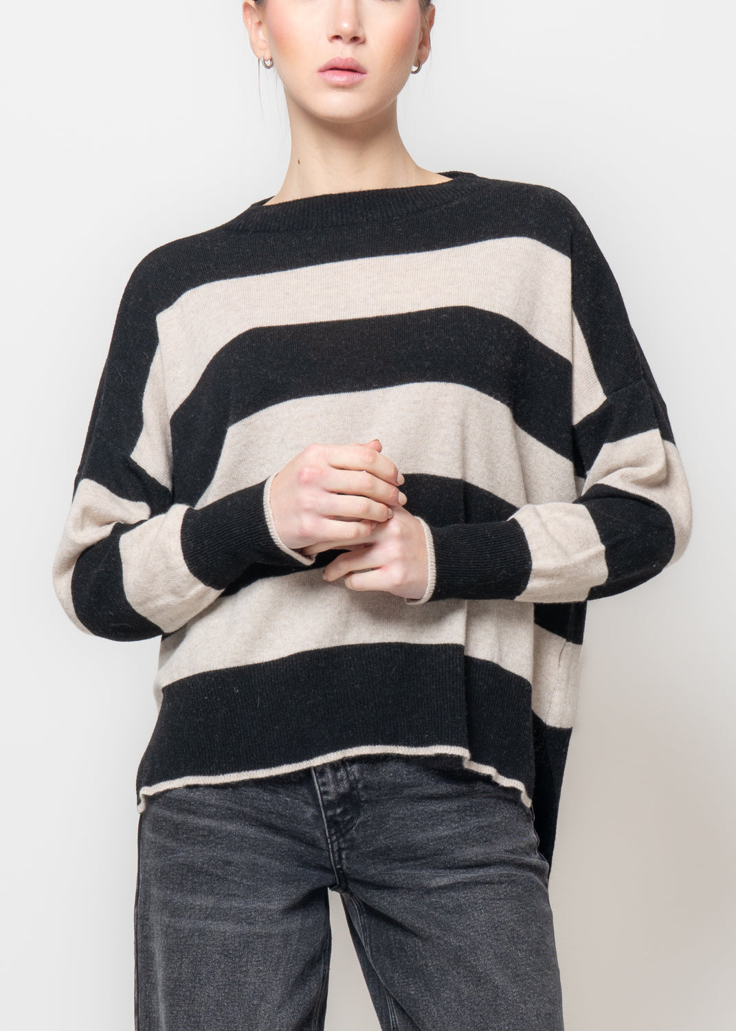 Maglia a righe misto cashmere