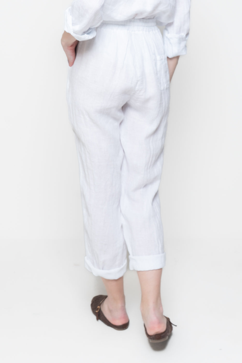 Pantaloni in Lino con Coulisse