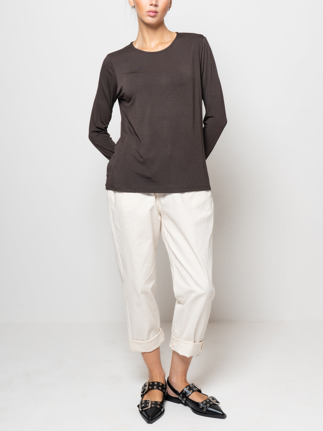 T shirt in viscosa con spacchi