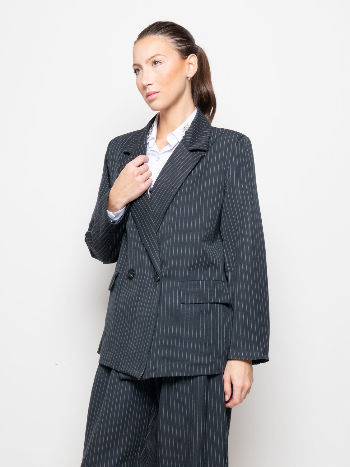 Blazer gessato doppiopetto