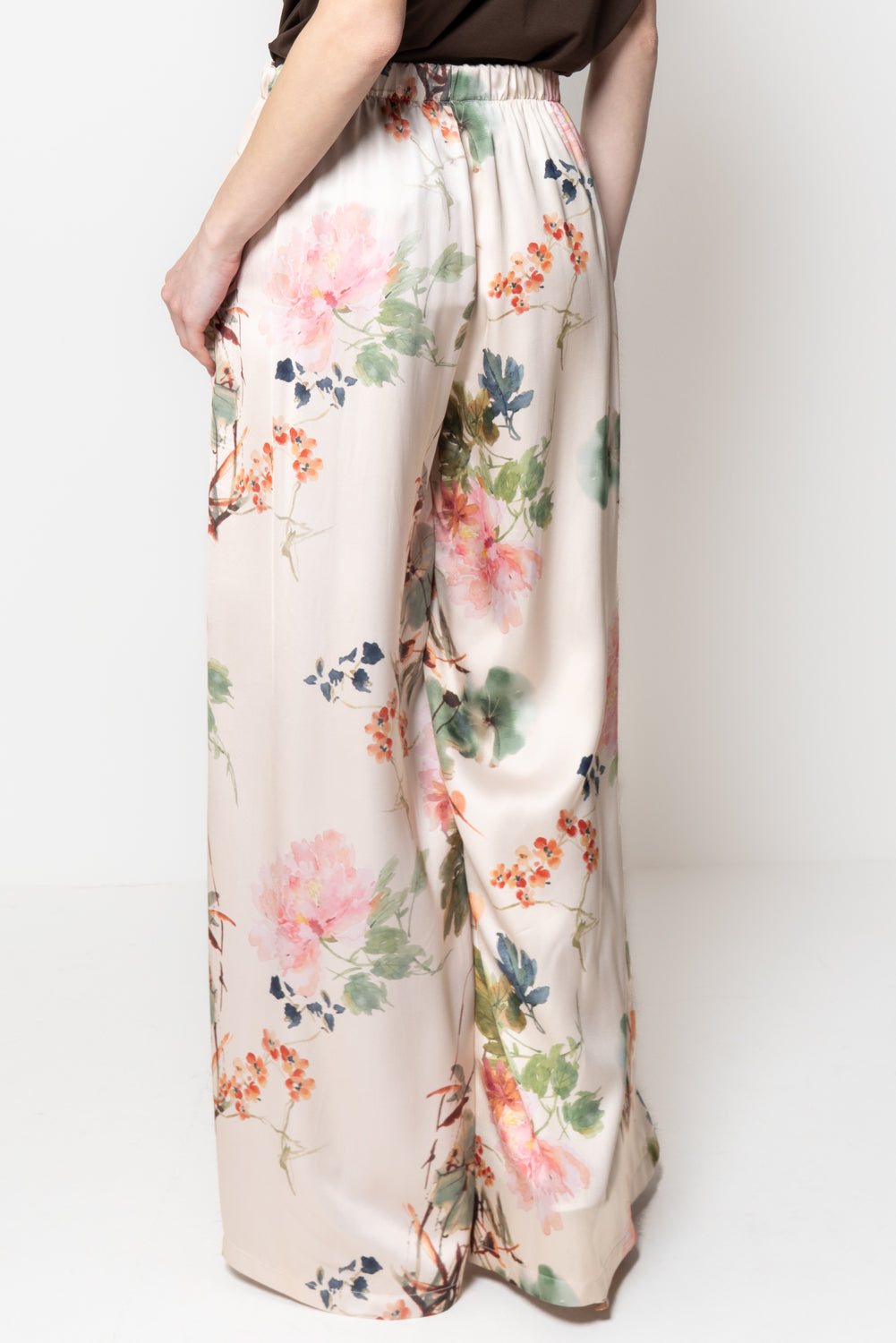 Pantalone Satin con Stampa Floreale