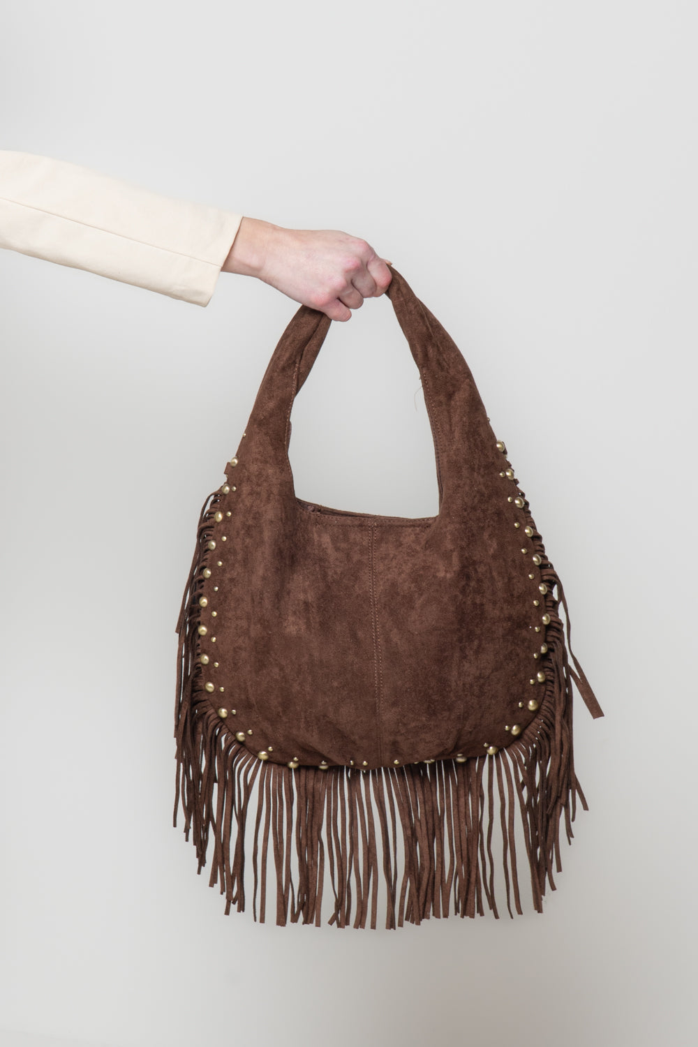 Borsa con frange e borchie