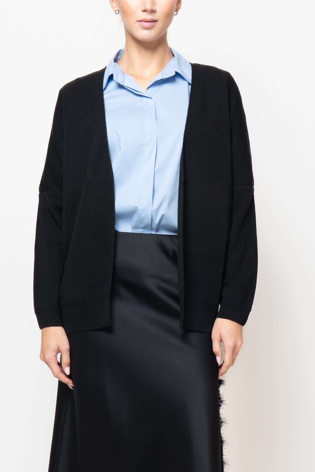 Cardigan in misto lana con spacchi