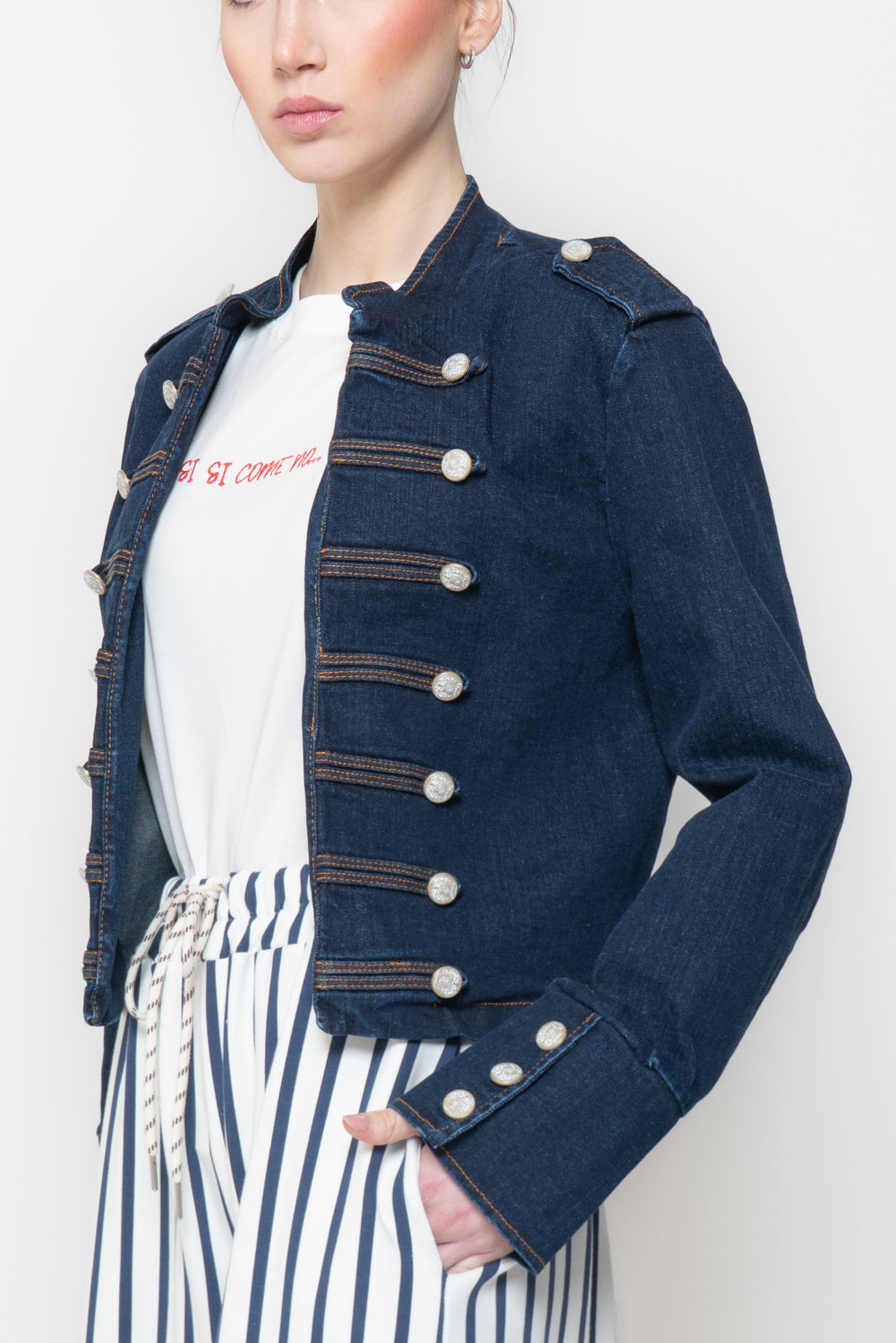 Giacca in Denim in Stile Napoleone