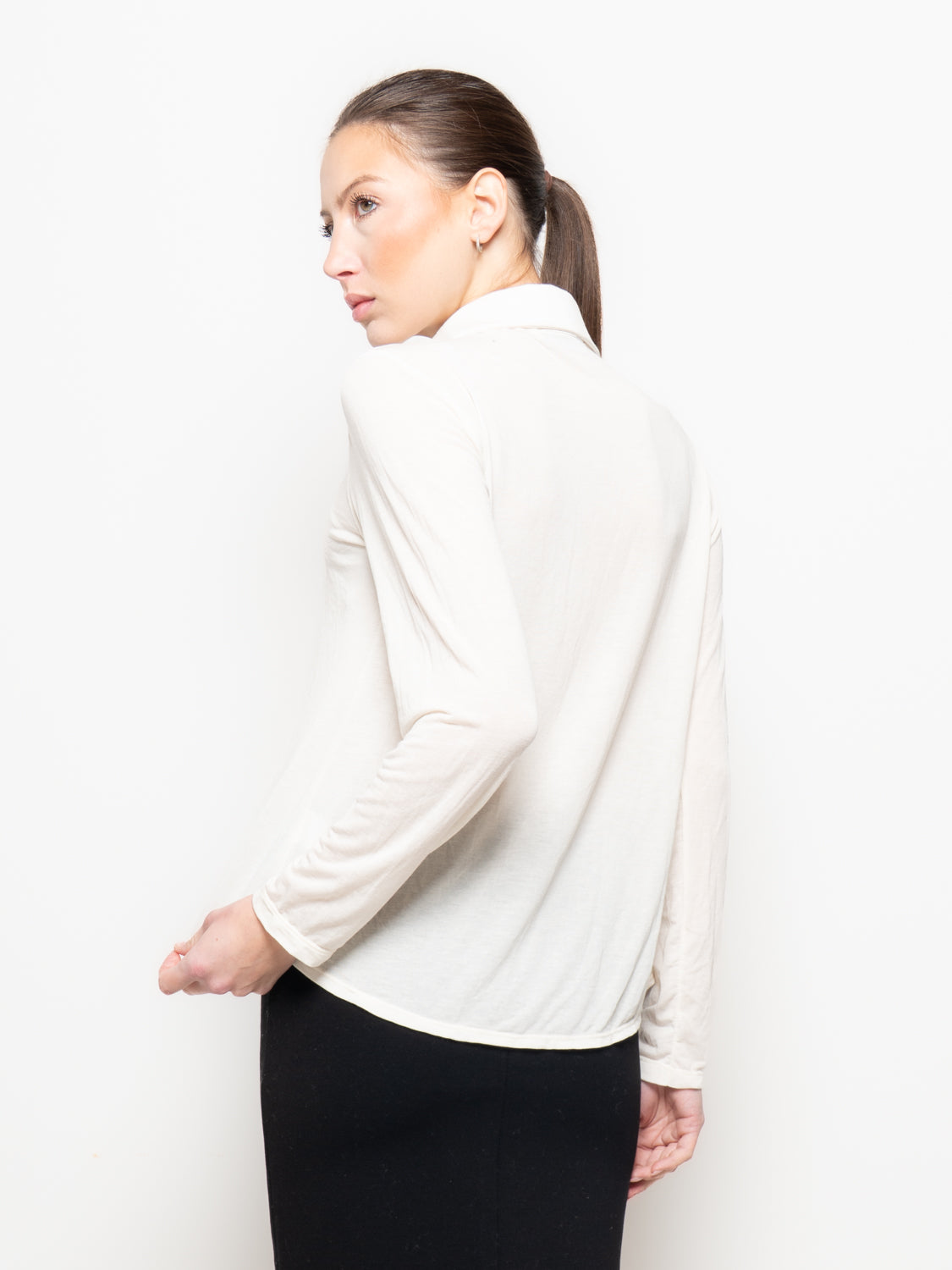 Camicia misto cashmere con colletto