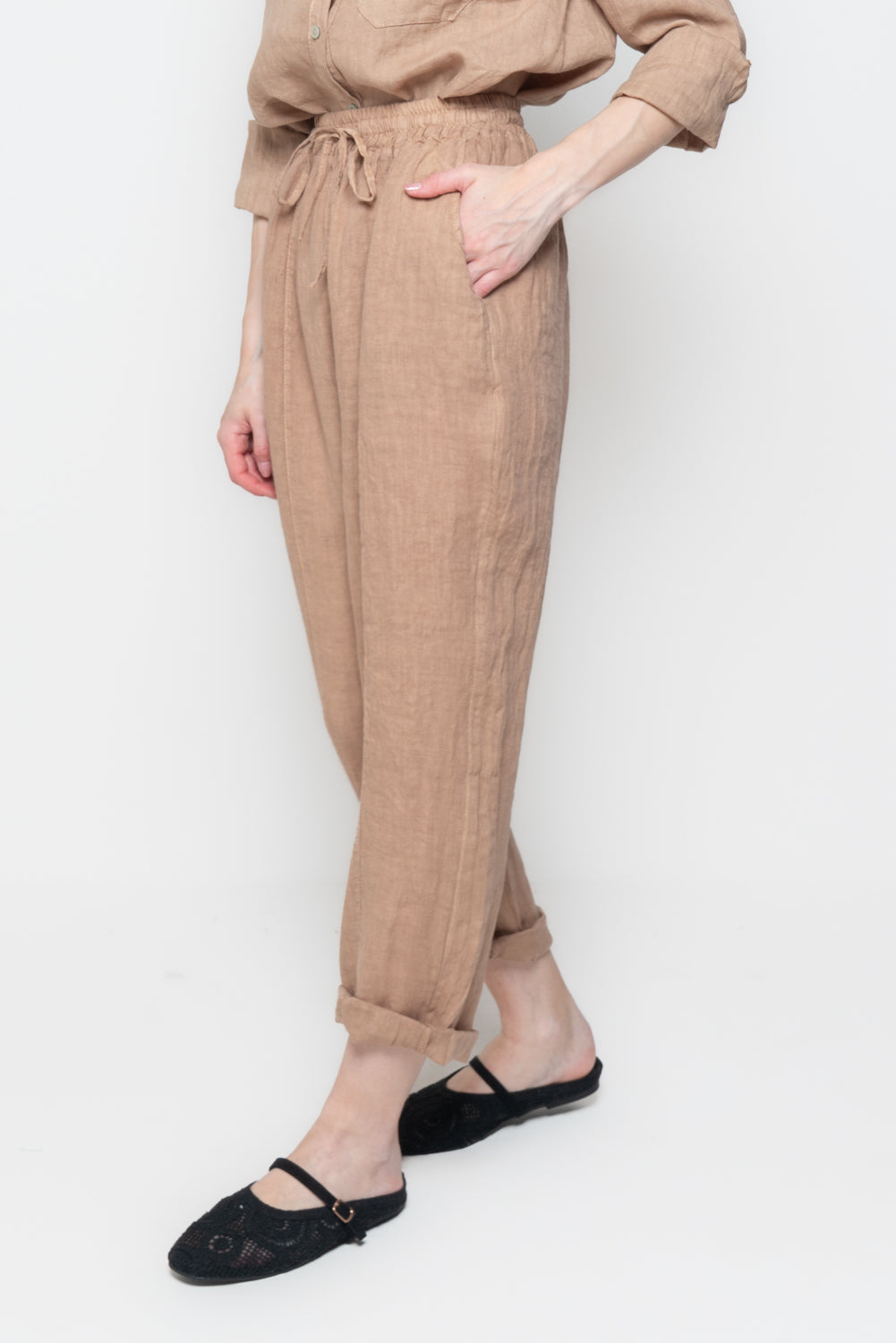 Pantaloni in Lino con Coulisse