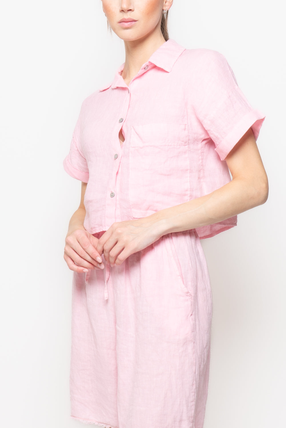 Camicia in Lino Cropped con Taschino