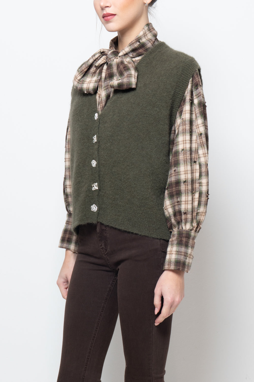 Gilet con bottoni gioiello