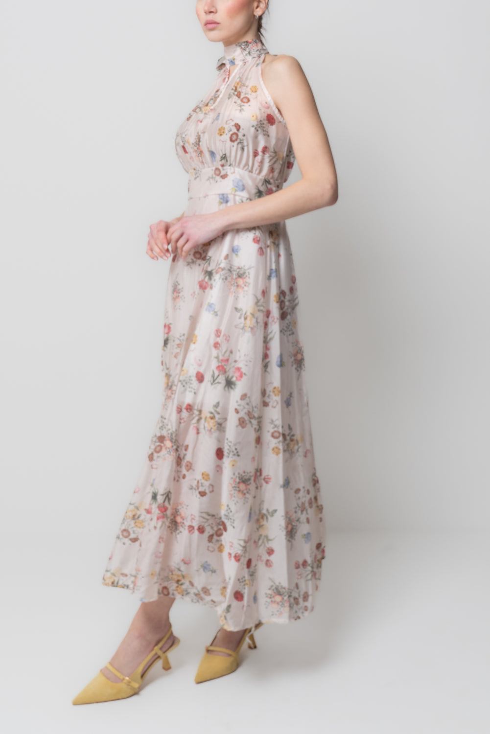 Abito Lungo Floreale Halter