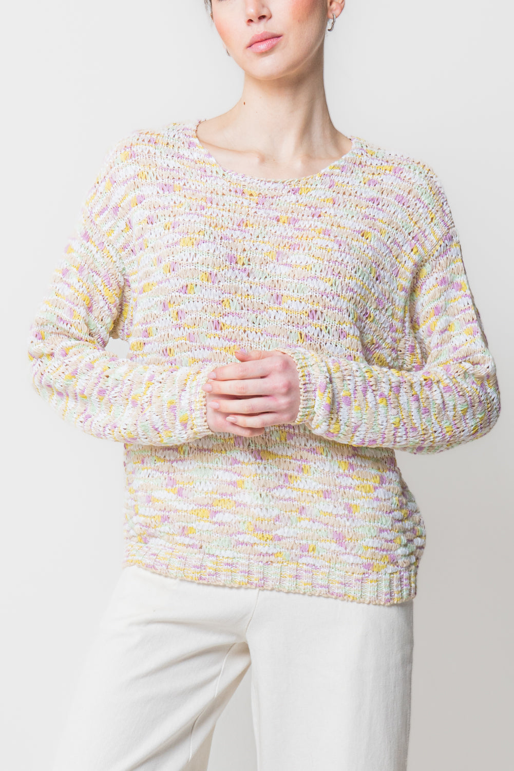 Maglia Girocollo in Filato Fiammato Multicolor