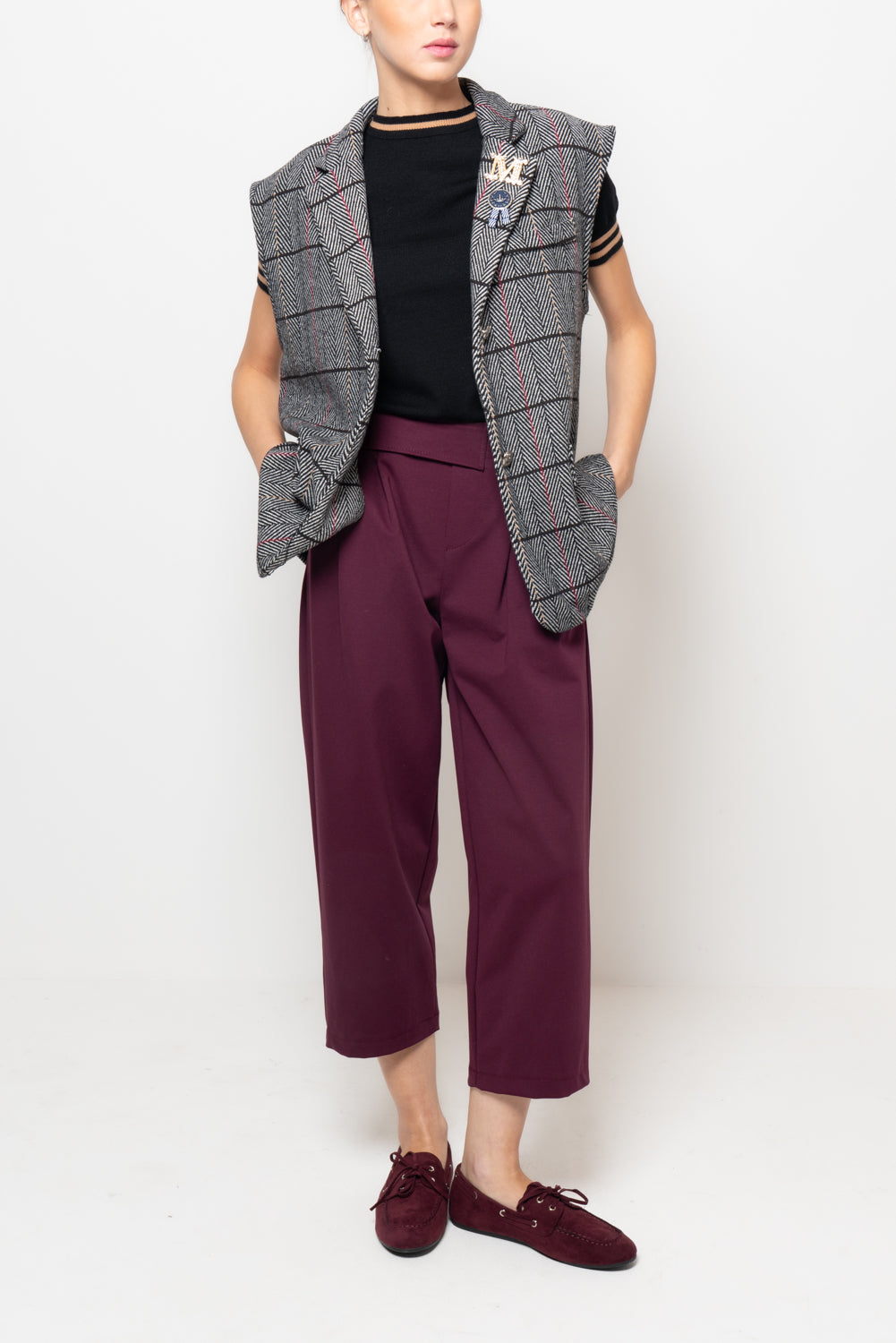 Gilet in tessuto spigato