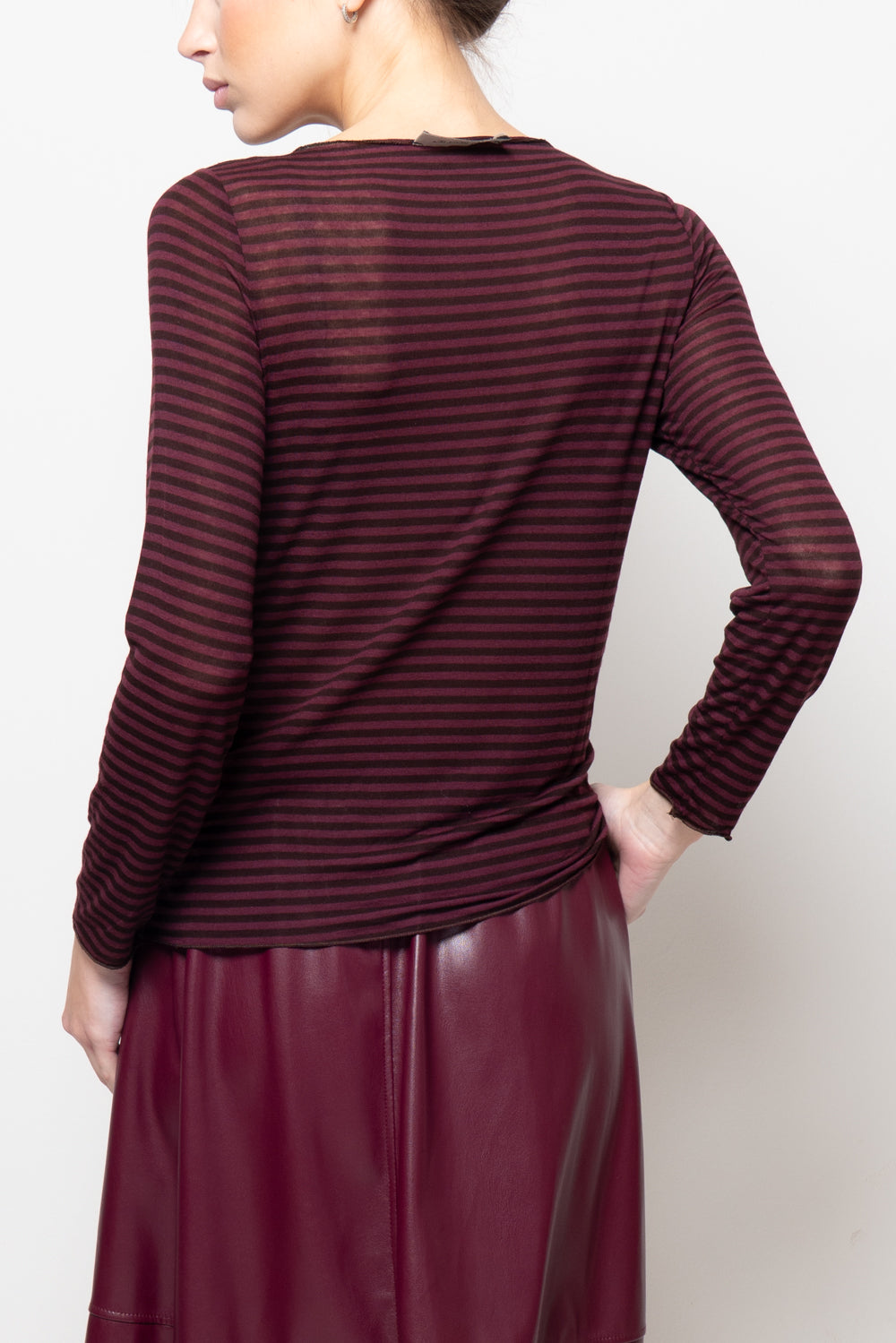 T shirt in misto cashmere a righe