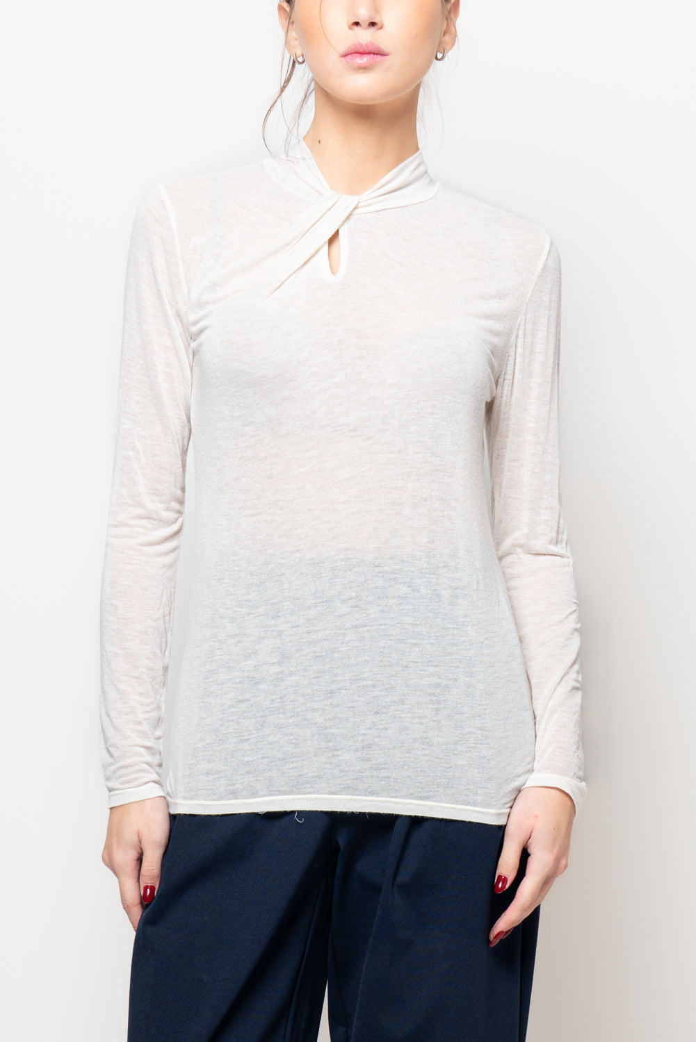 Maglia basic rappresa al collo