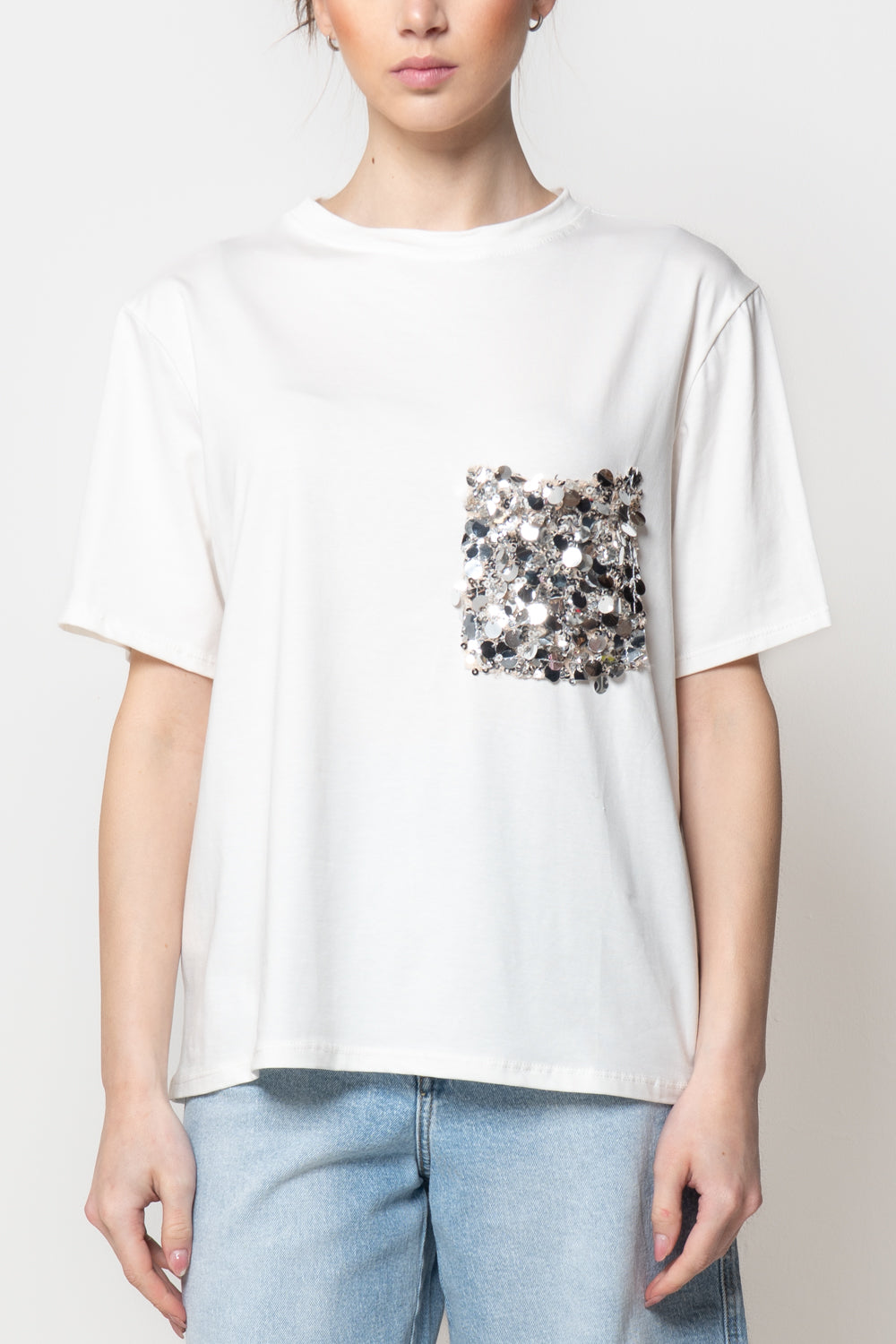 T-shirt con Tasca Paillettes