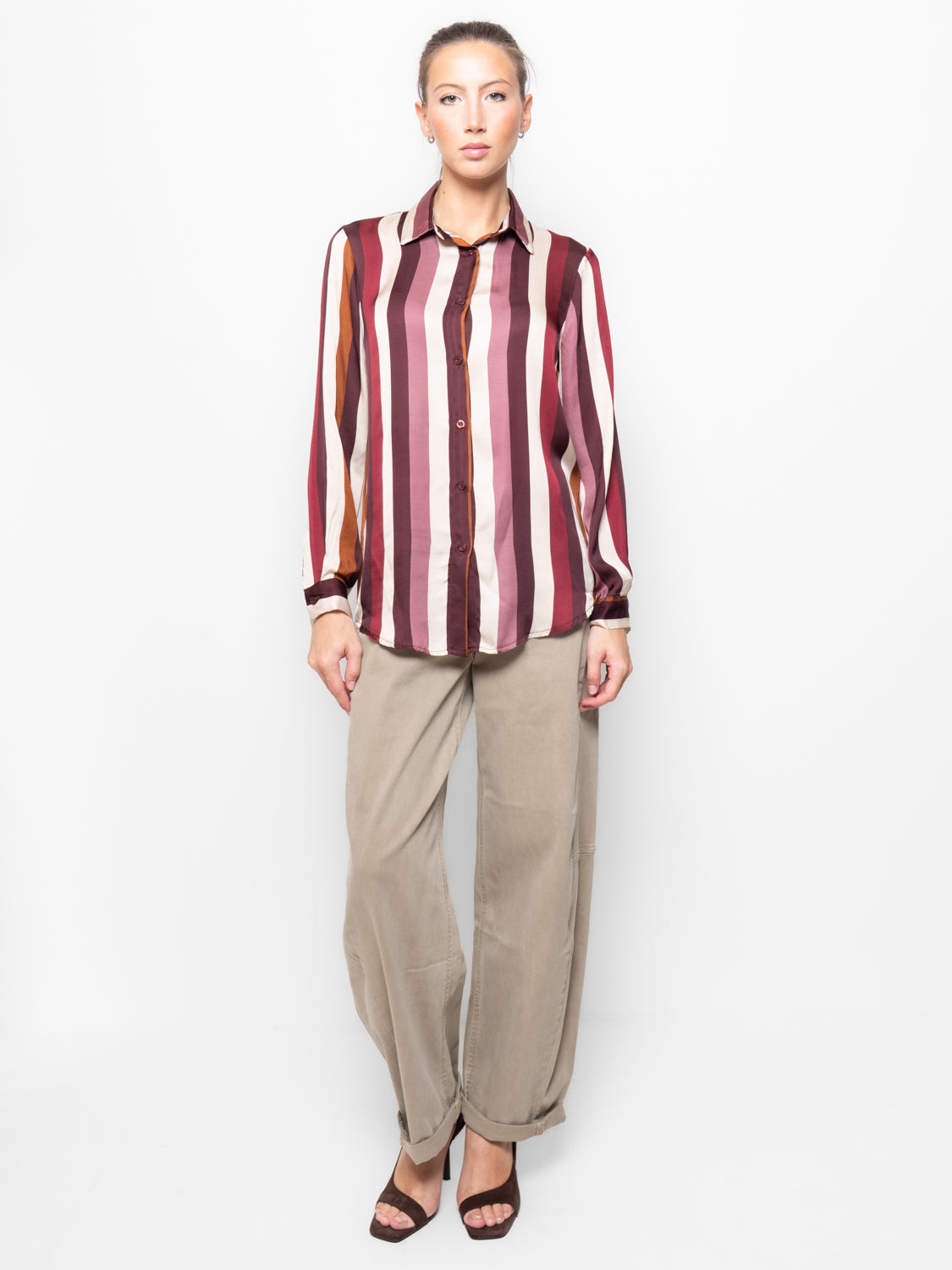 Camicia lunga a righe multicolor