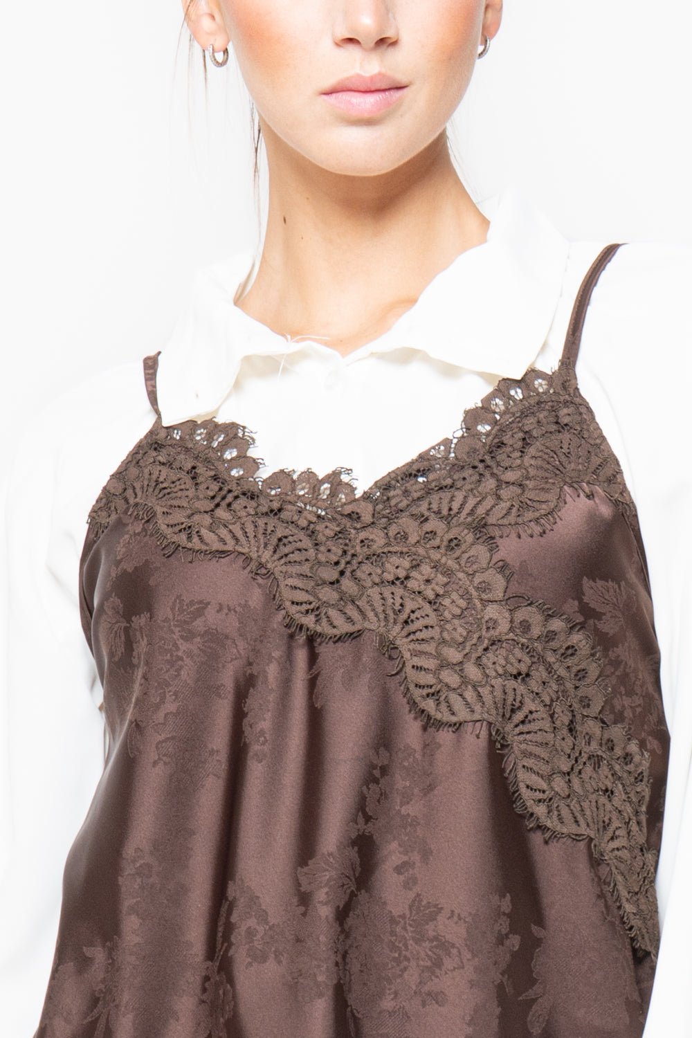 Top in satin con stampa floreale