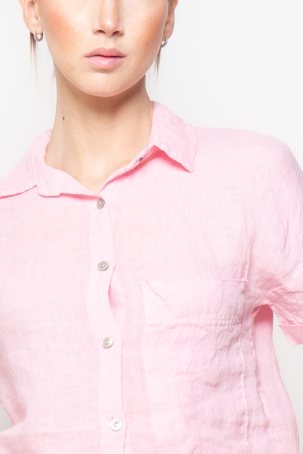 Camicia in Lino Cropped con Taschino