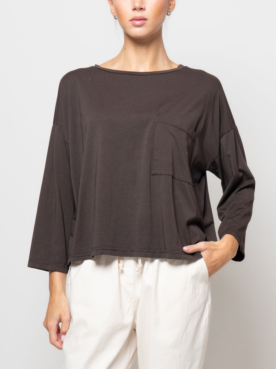 T shirt a manica lunga con tasca